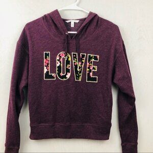 PINK by Victoria's Secret Burgundy LOVE Hoodie - Heathered Aubergine Sweatshirt